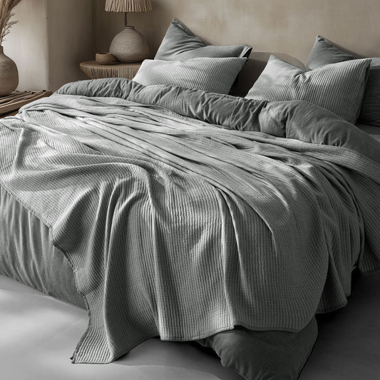 Linen Cotton Quilted Bed Spread Set – Lightweight All-Season Comfort