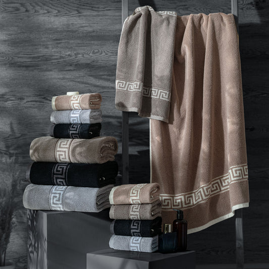 ROMA Towel - Border -100% Cotton, Fluffy & Reversible