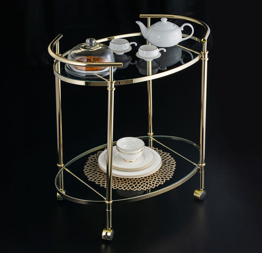 Clear Glass Cart With Gold Frame