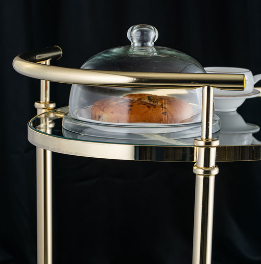 Clear Glass Cart With Gold Frame