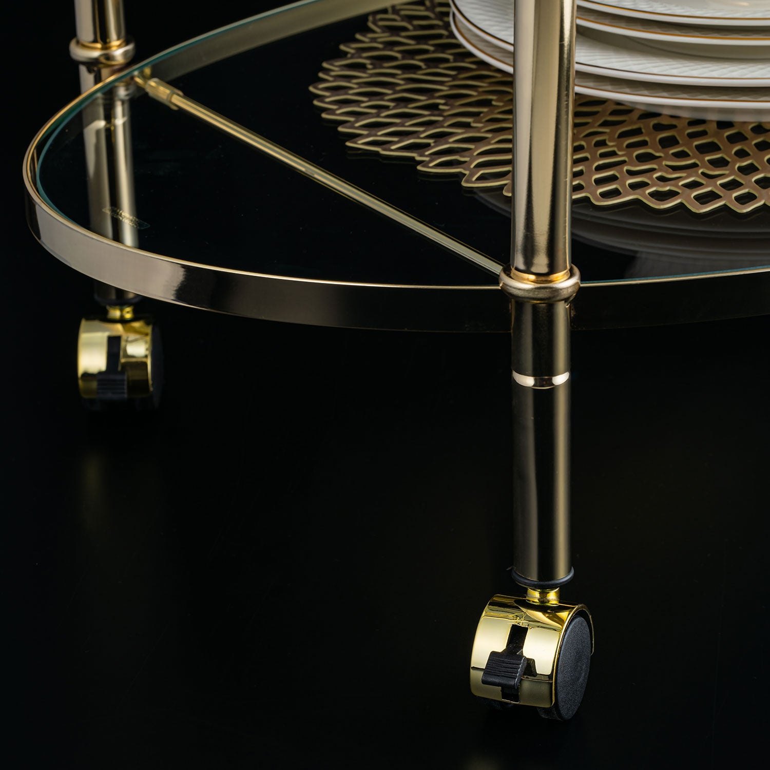 Clear Glass Cart With Gold Frame