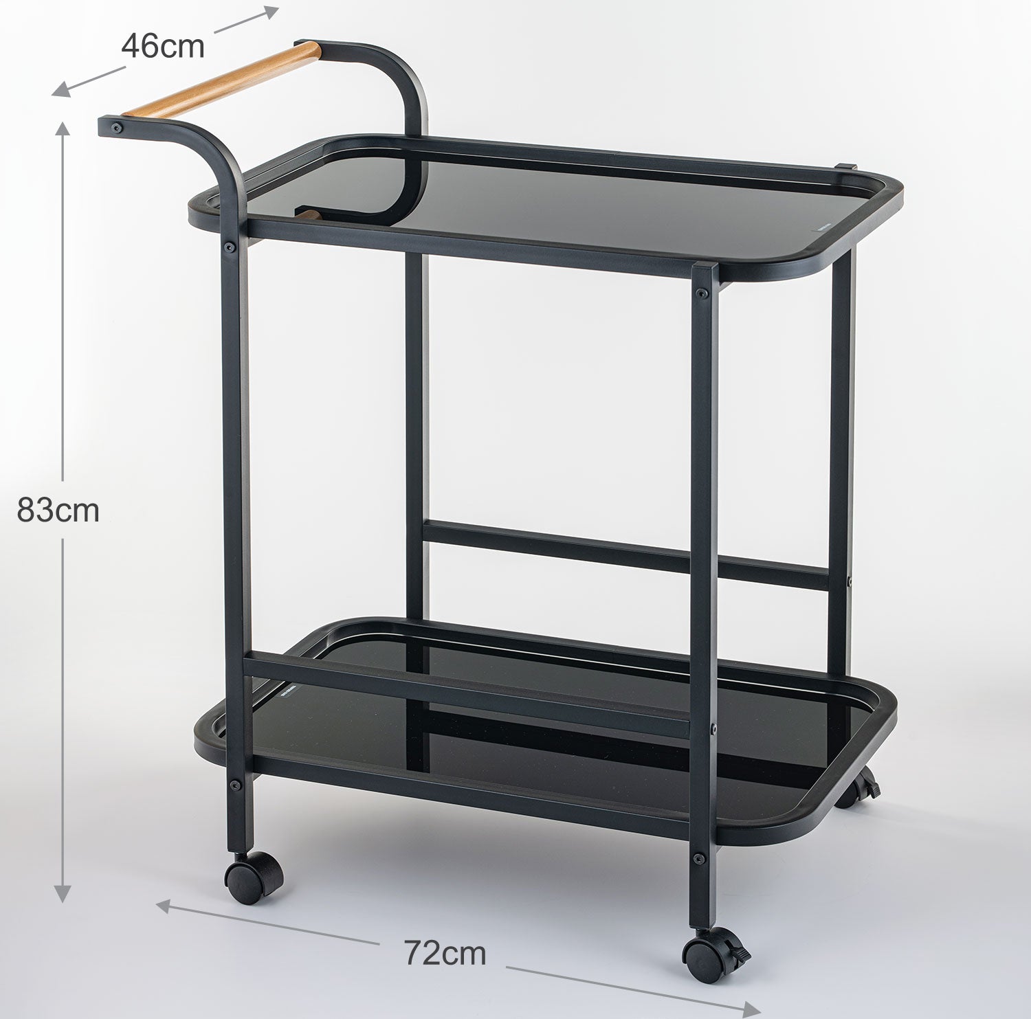 Elegant Glass Serving Cart With Black Metal Detailing