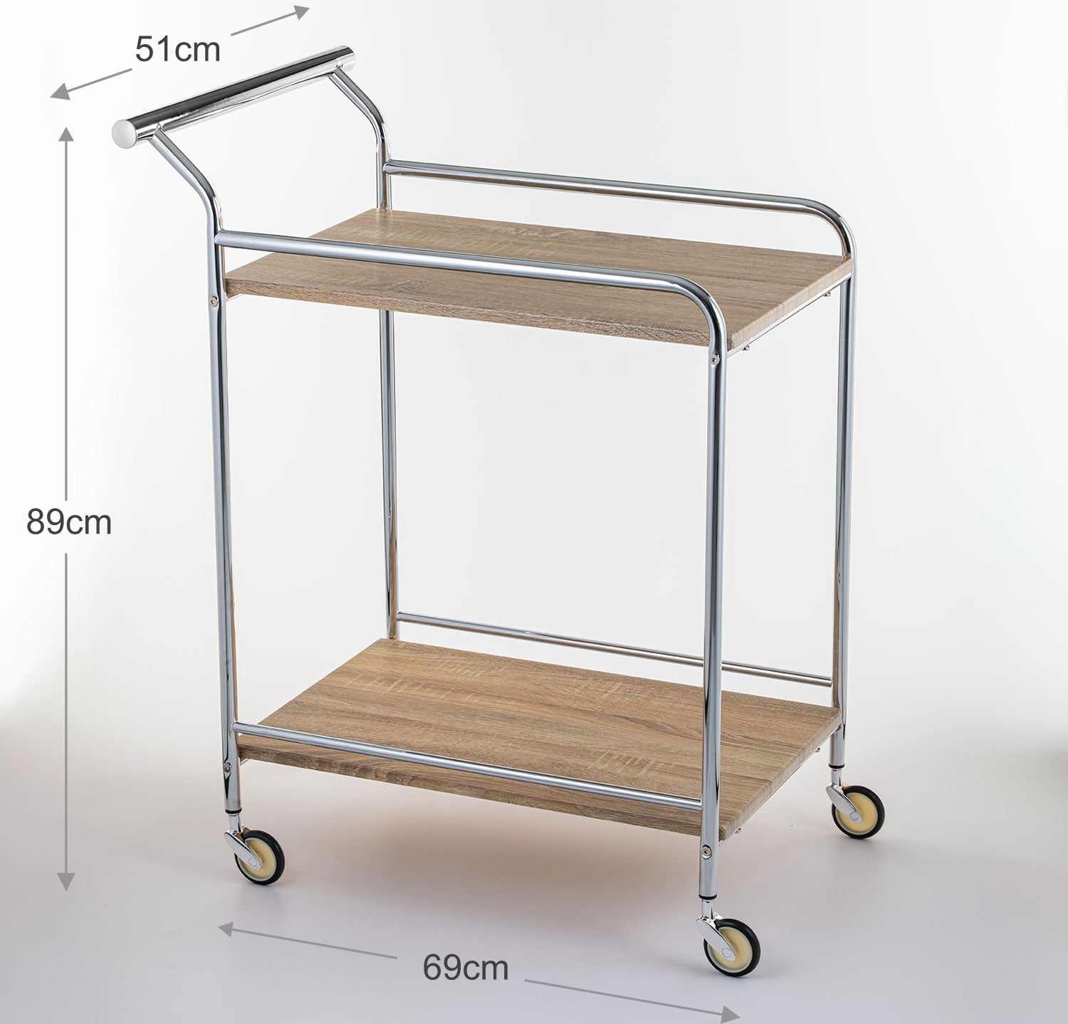 Elegant Ebony Serving Cart With Brass Accents
