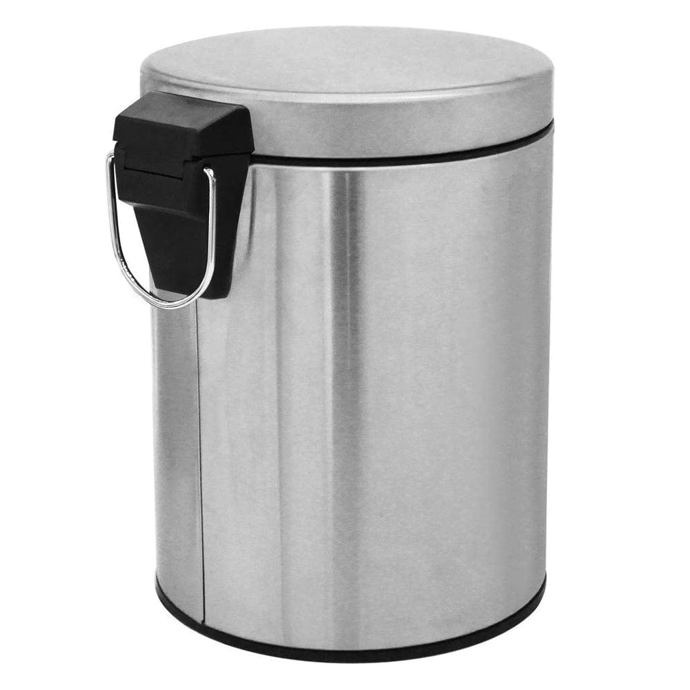 Stainless Steel 5 Litre - Silver Soft Close Pedal Dustbin Matte Finish With Plastic Bucket Inside