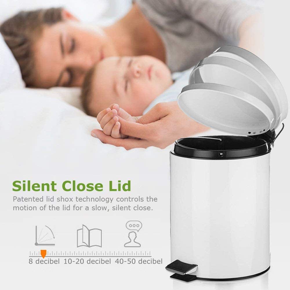 Stainless Steel 5 Litre - Silver Soft Close Pedal Dustbin Matte Finish With Plastic Bucket Inside