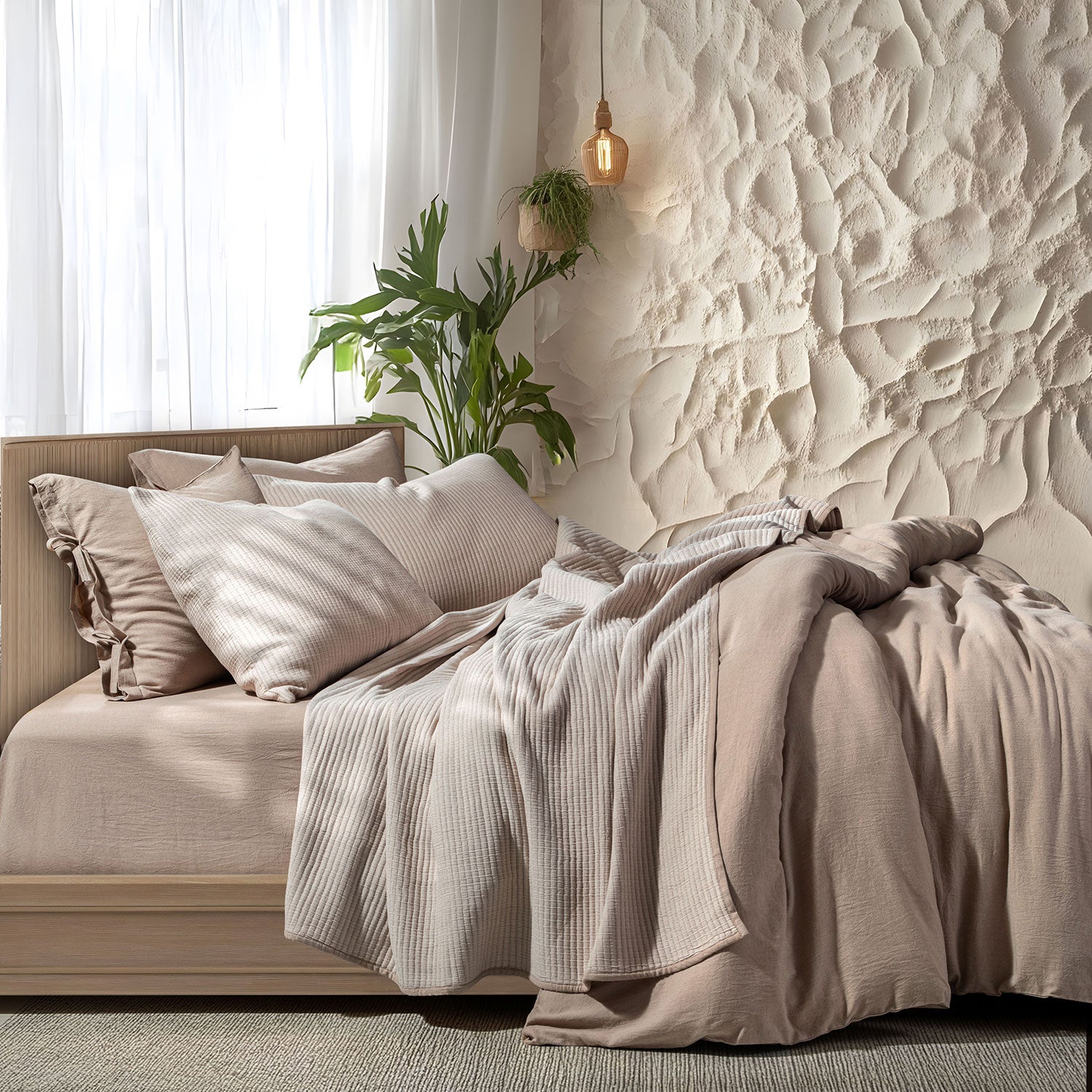 Linen Cotton Quilted Bed Spread Set – Lightweight All-Season Comfort