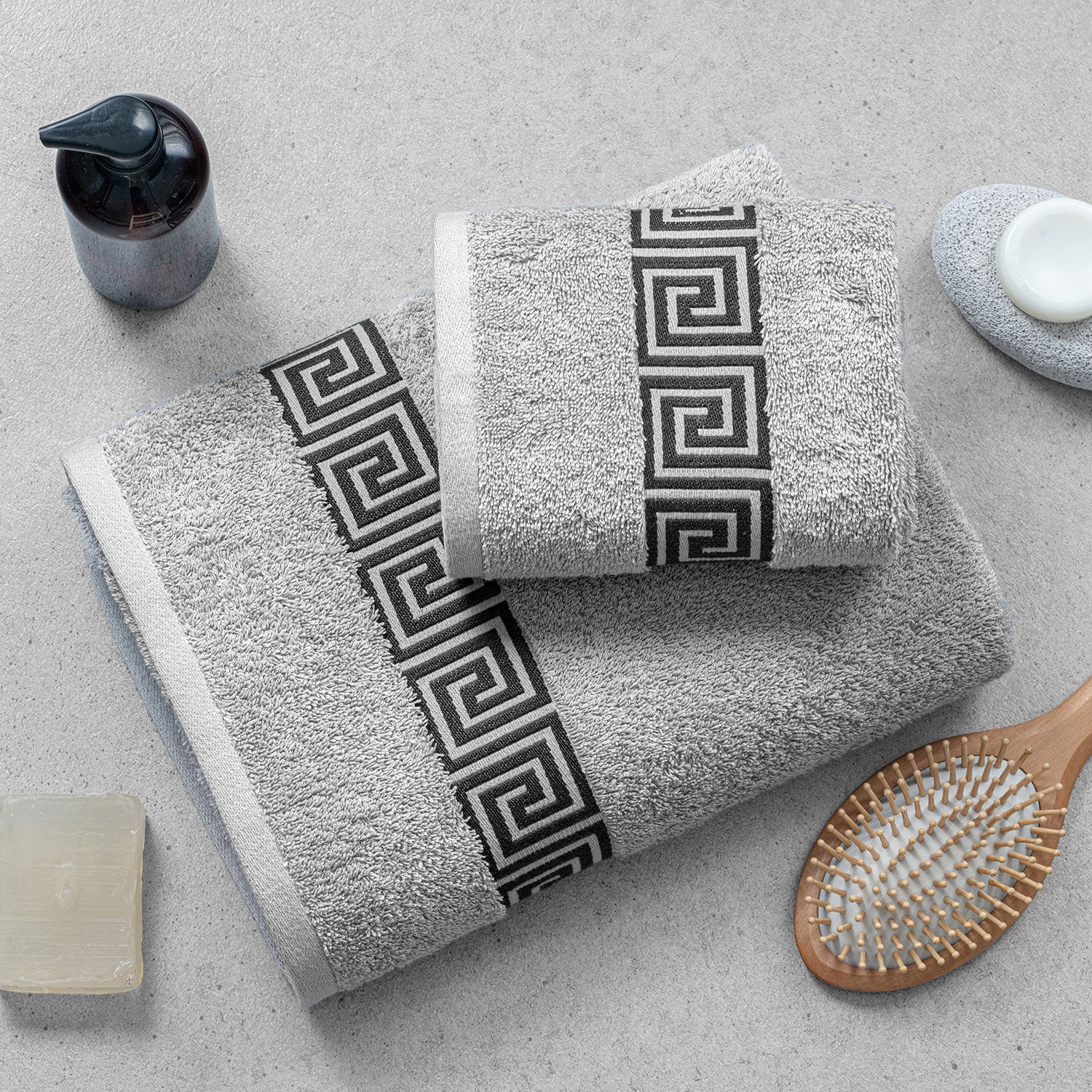 Picasso Towel 3pc Set - Greek Key Border