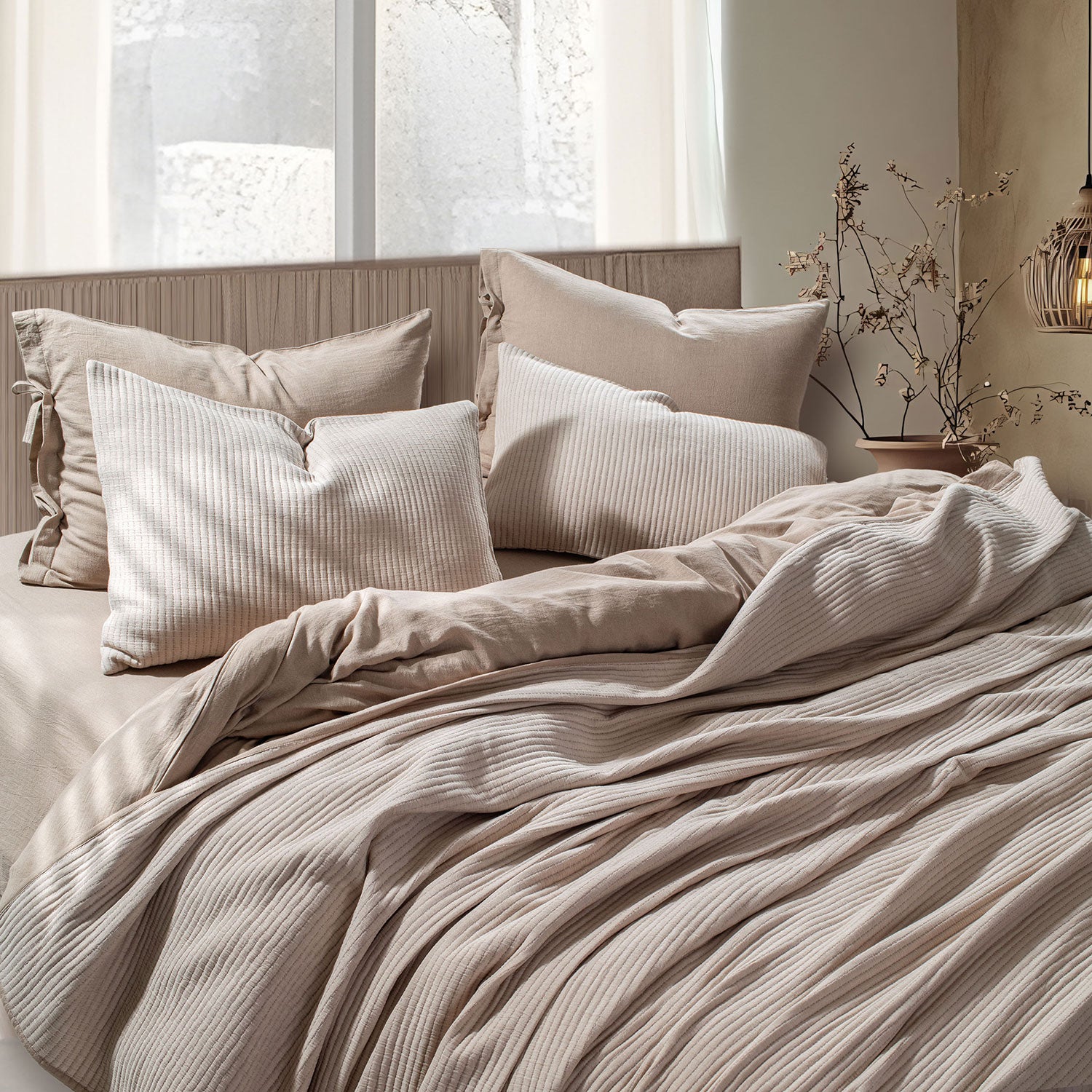 Linen Cotton Quilted Bed Spread Set – Lightweight All-Season Comfort