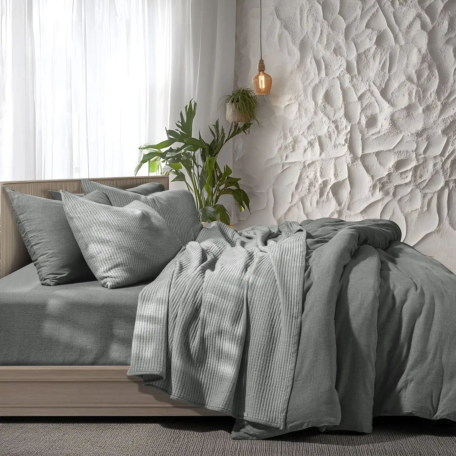 Linen Cotton Quilted Bed Spread Set – Lightweight All-Season Comfort