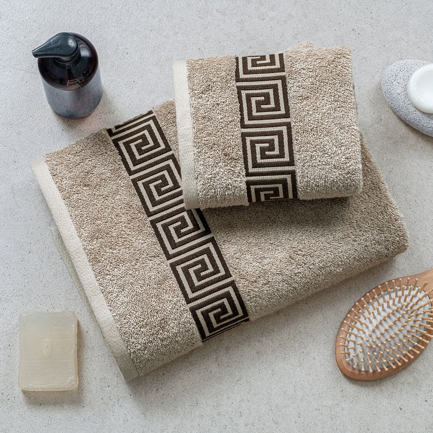 Picasso Towel 3pc Set - Greek Key Border