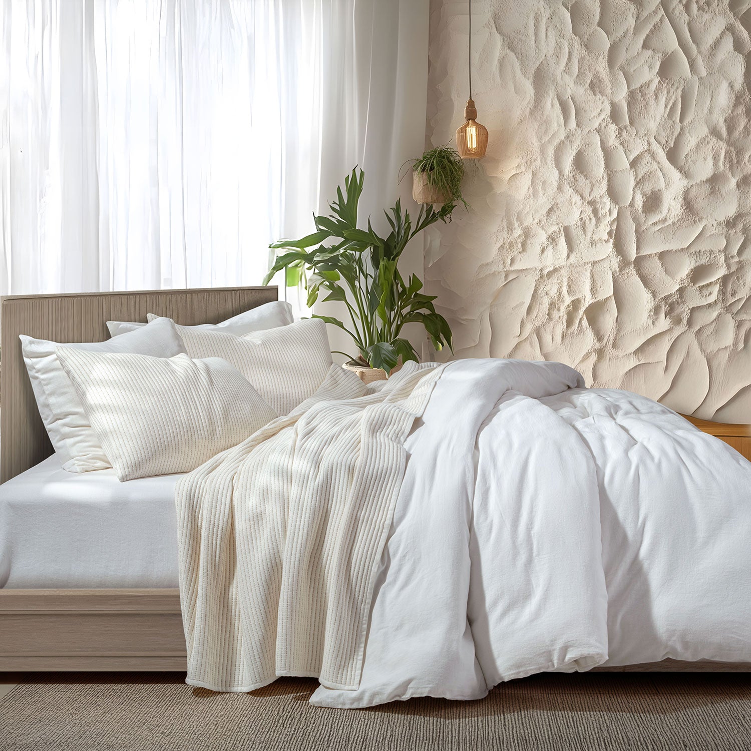 Linen Cotton Quilted Bed Spread Set – Lightweight All-Season Comfort