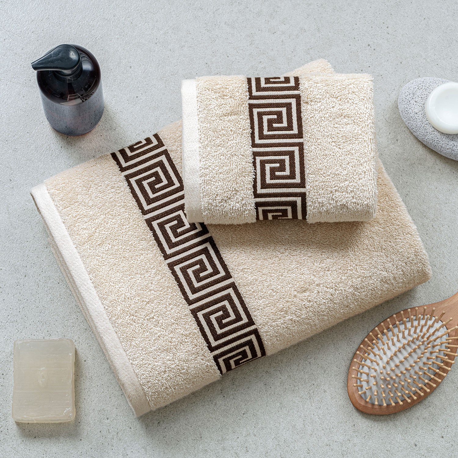 Picasso Towel 3pc Set - Greek Key Border