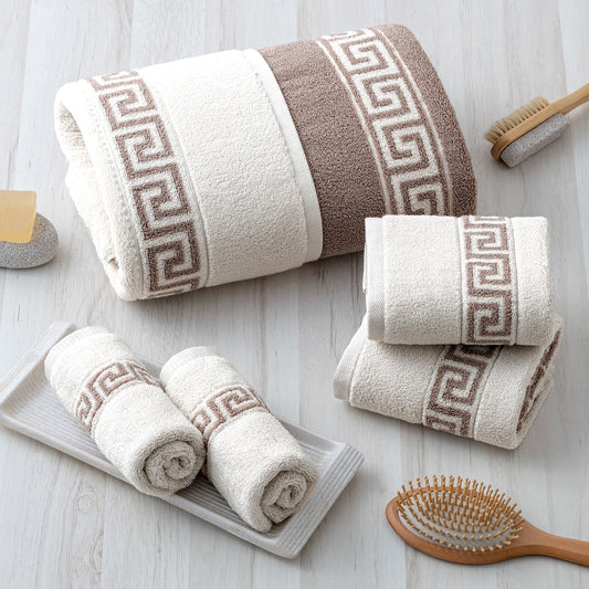 ROMA Towel - Border -100% Cotton, Fluffy & Reversible