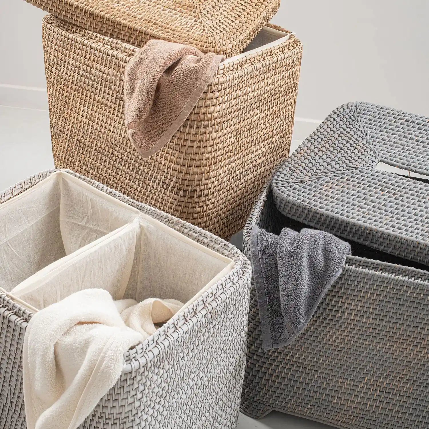 Bamboo Cane Laundry Hamper Cylindrical