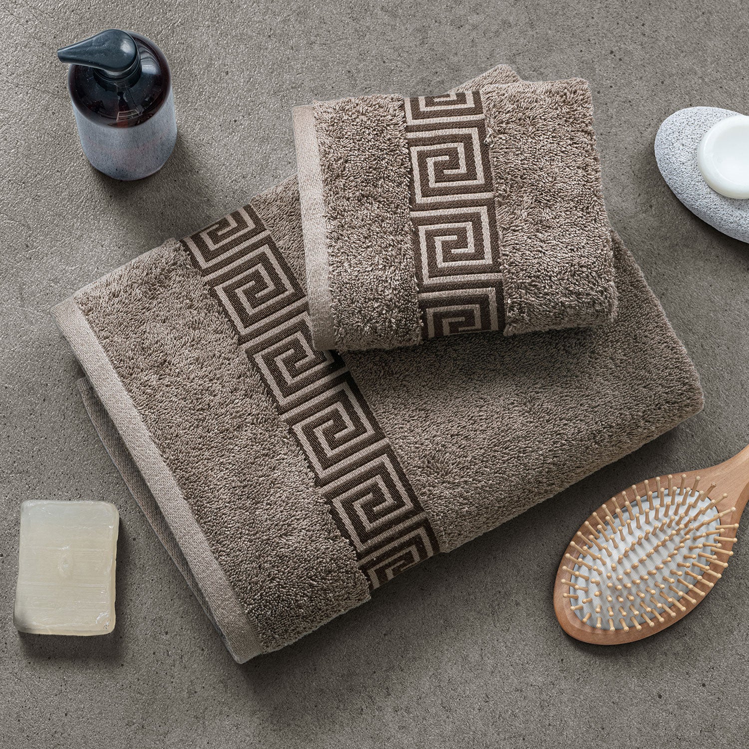 Picasso Towel 3pc Set - Greek Key Border