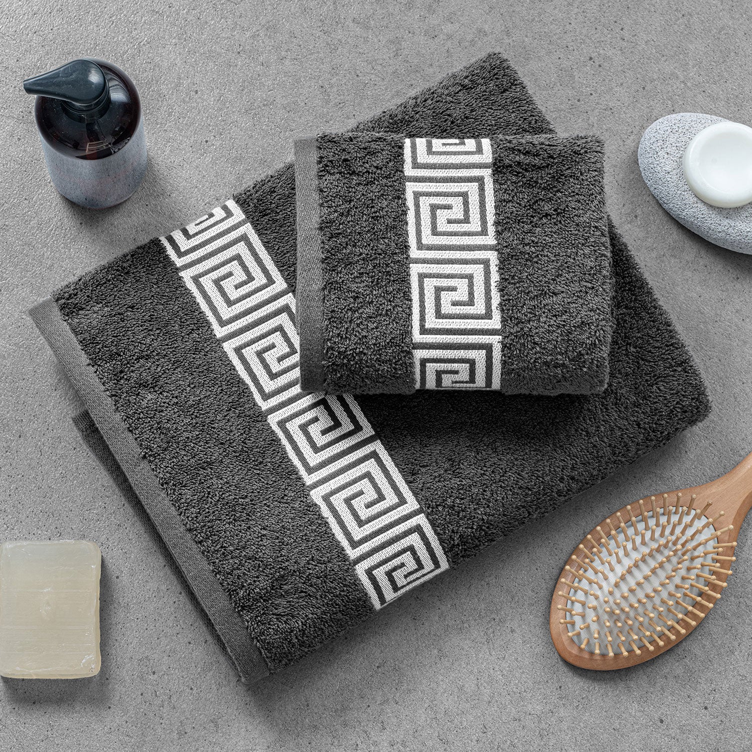 Picasso Towel 3pc Set - Greek Key Border