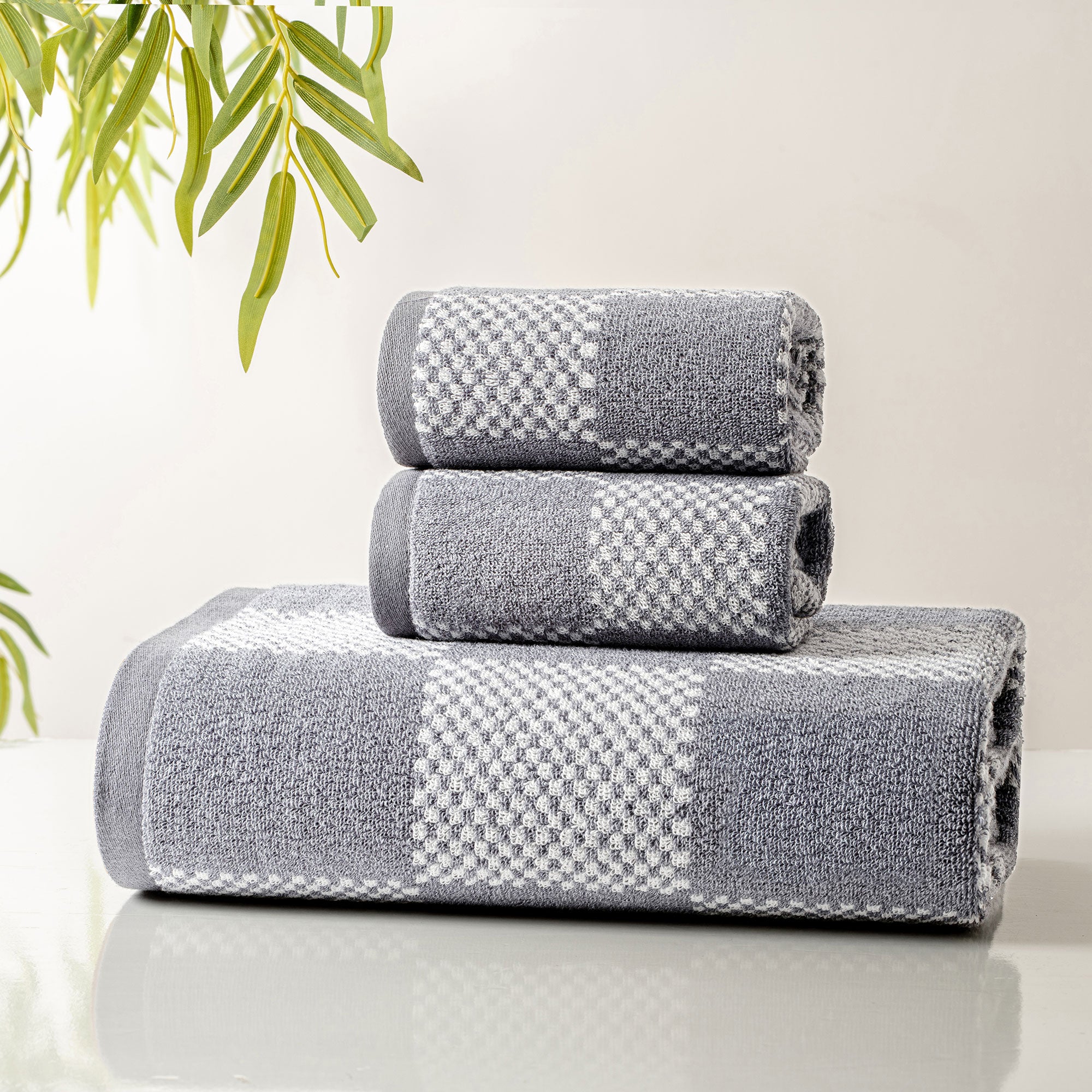 Métier Cotton Towel 3pc Set- Grid