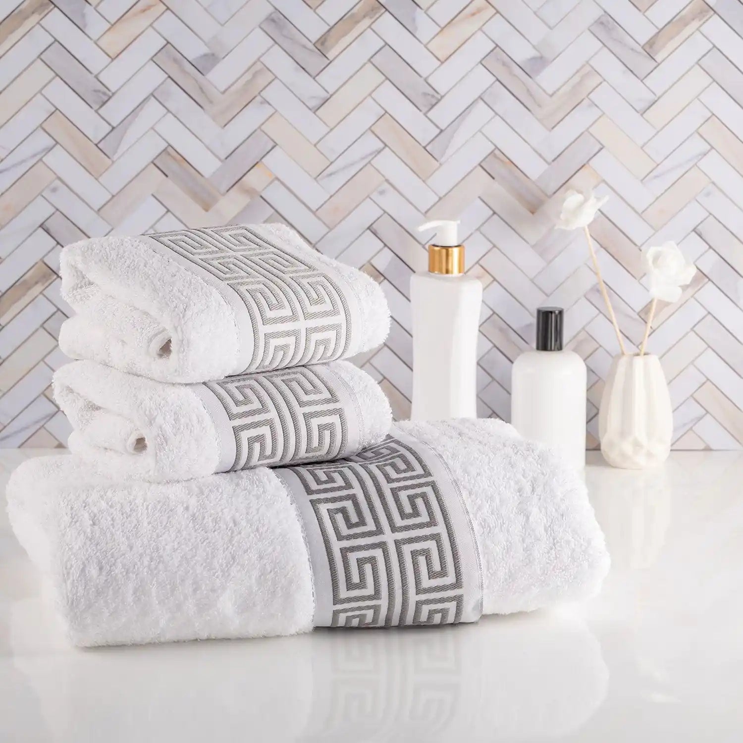 Greek-Key Bath Towel