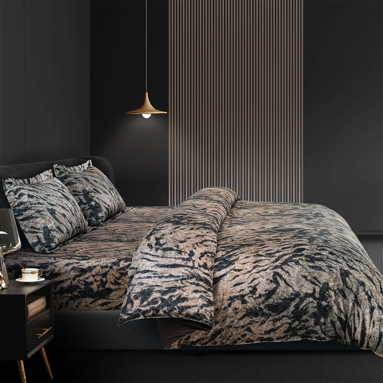Global Black Cotton 4Pc Bedding Set