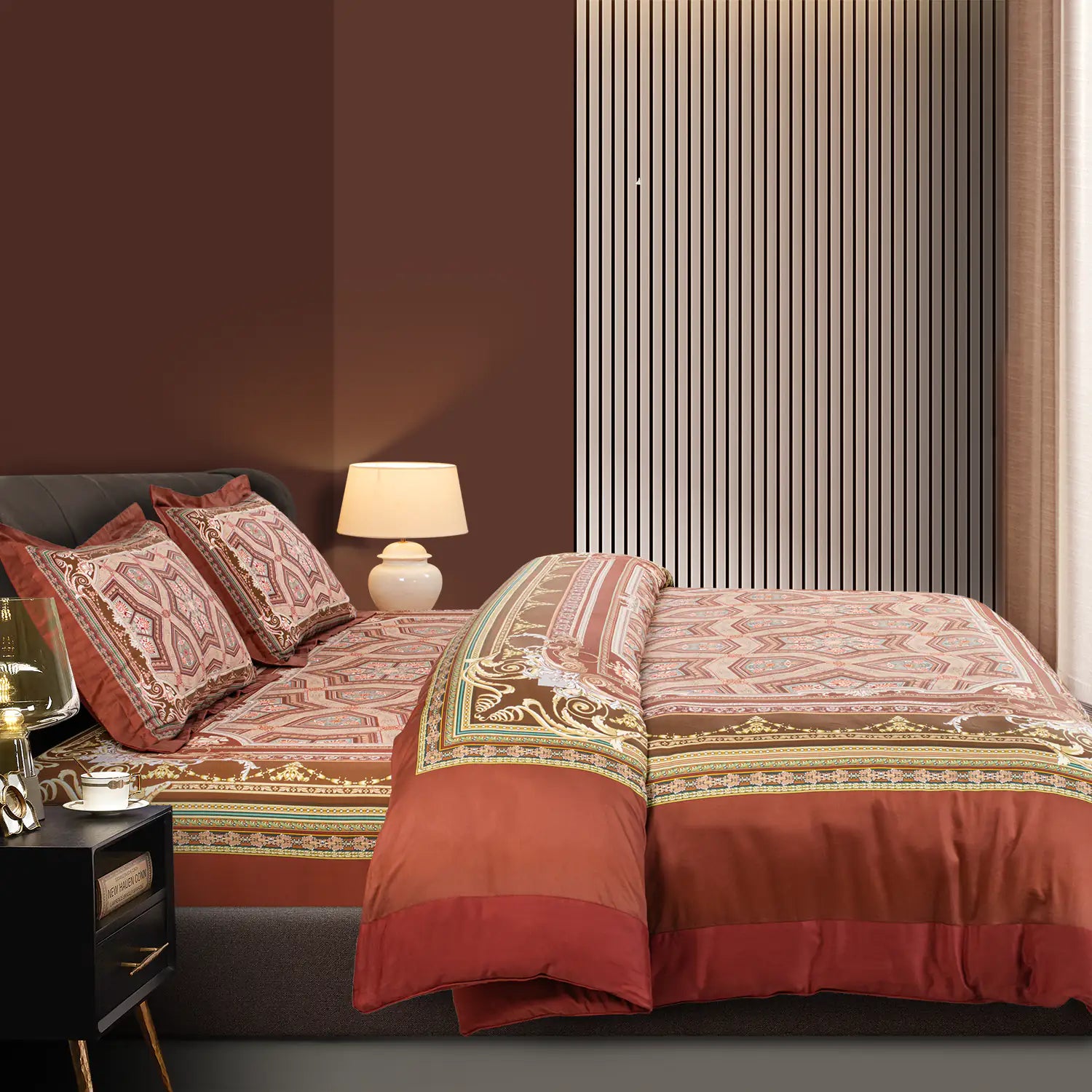 Global Black Cotton Prints Bedding Collection