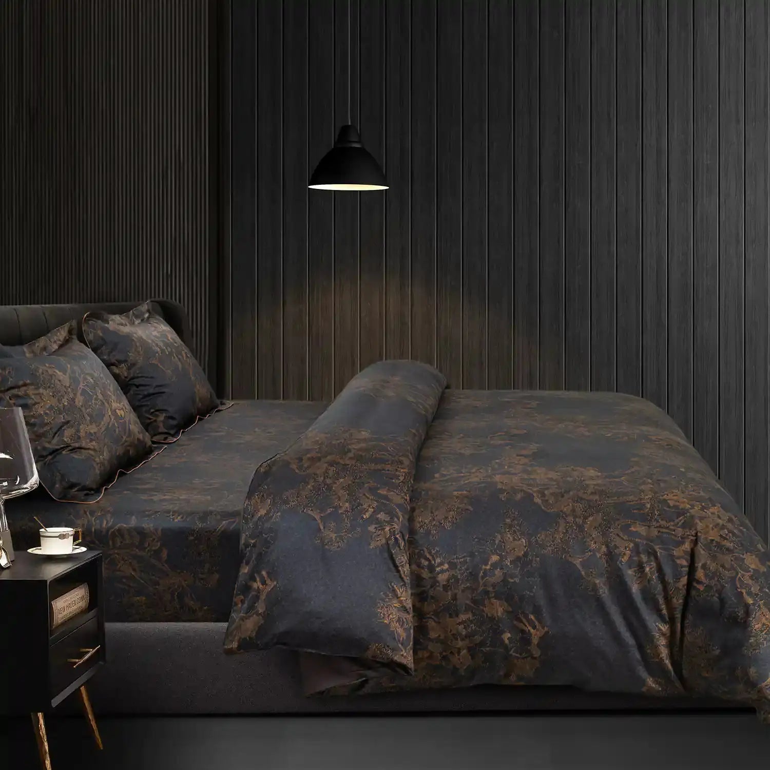 Global Black Cotton Prints Bedding Collection