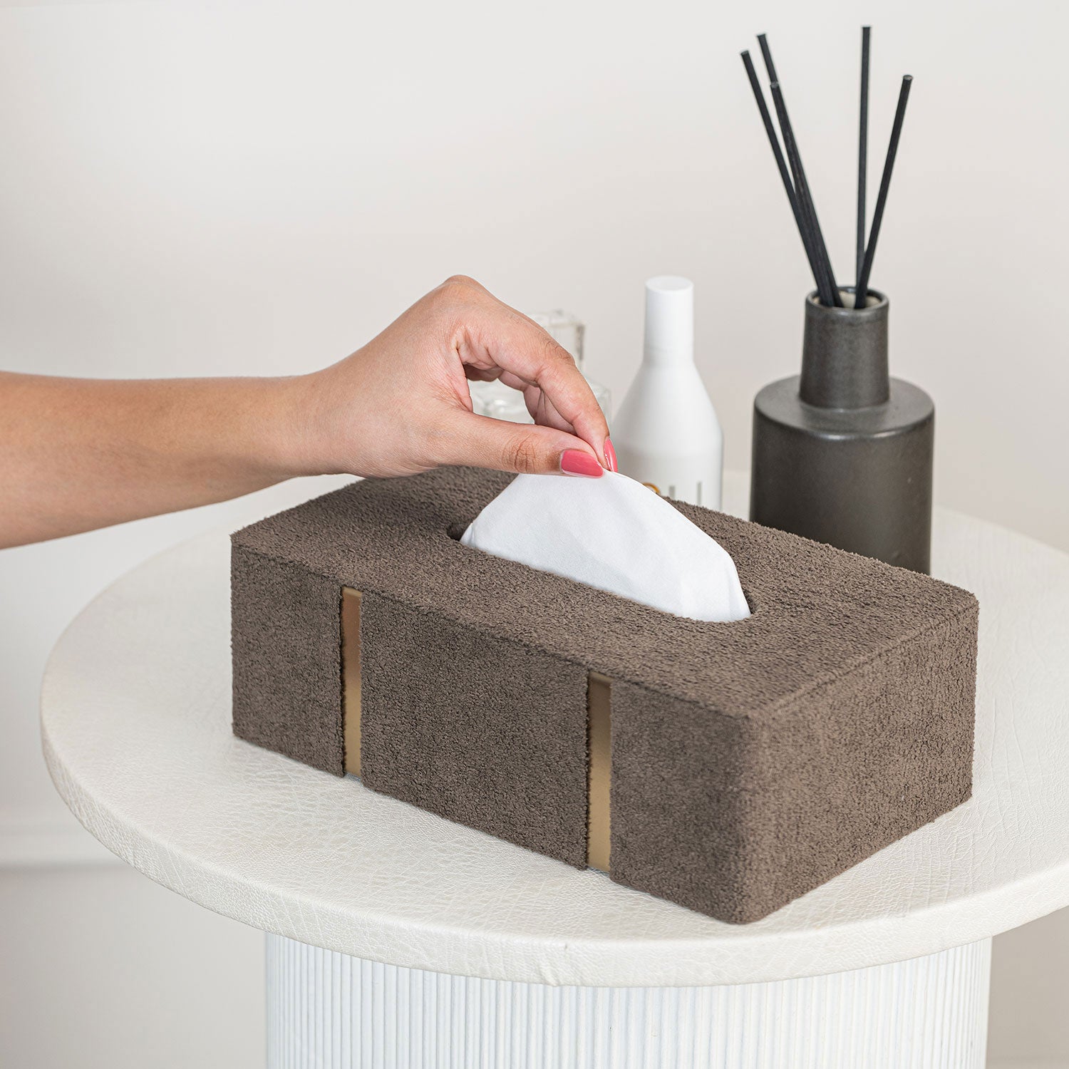 French Boucle Metal Handcrafted Tissue Box
