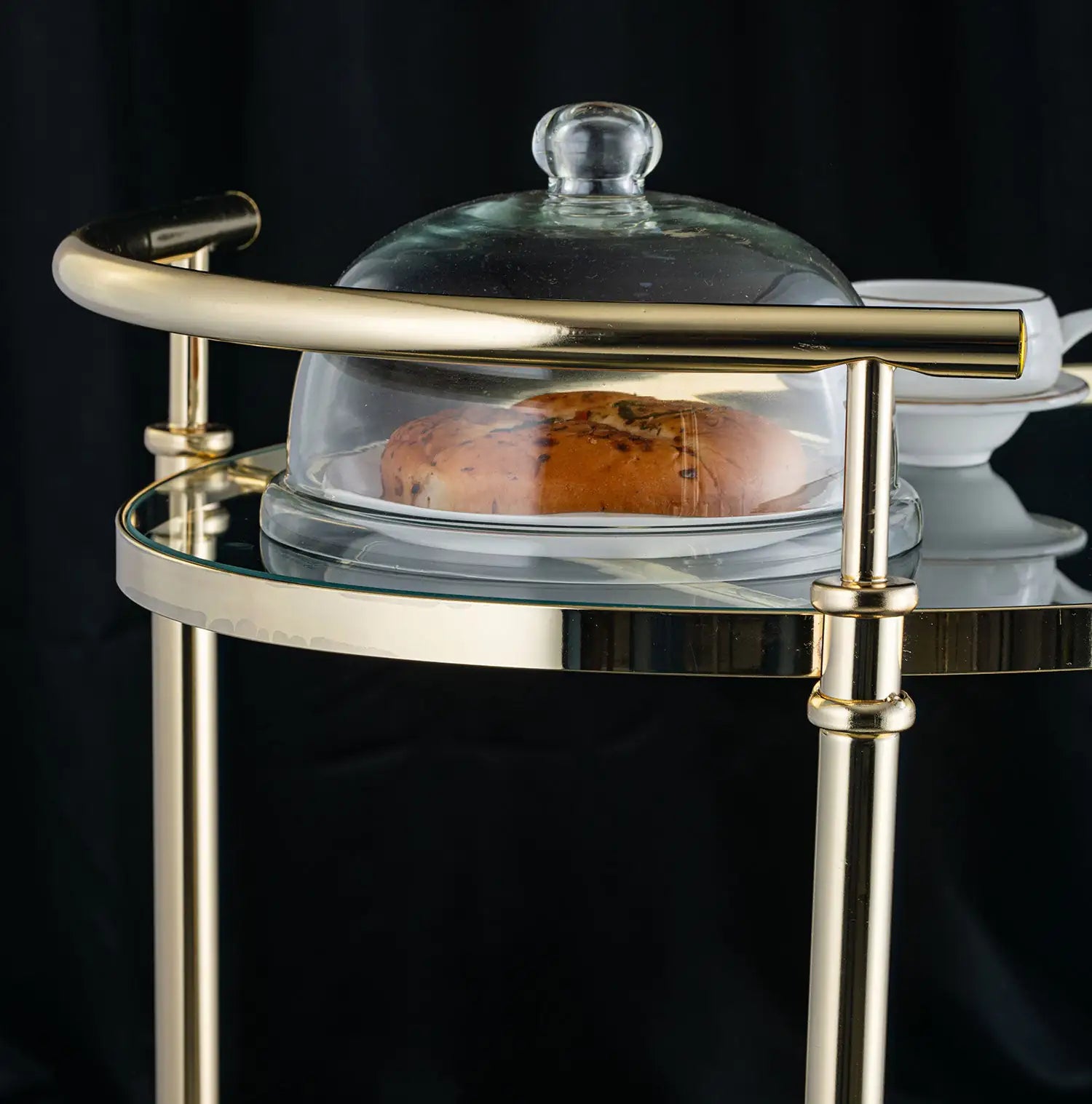 Clear Glass Cart With Gold Frame