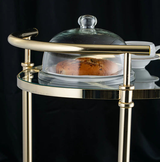 Clear Glass Cart With Gold Frame