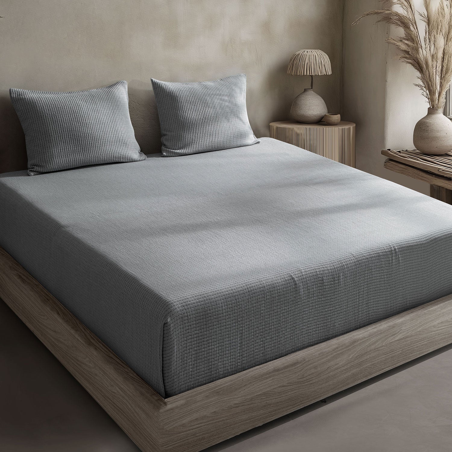 Linen Cotton Quilted Bed Spread Set – Lightweight All-Season Comfort