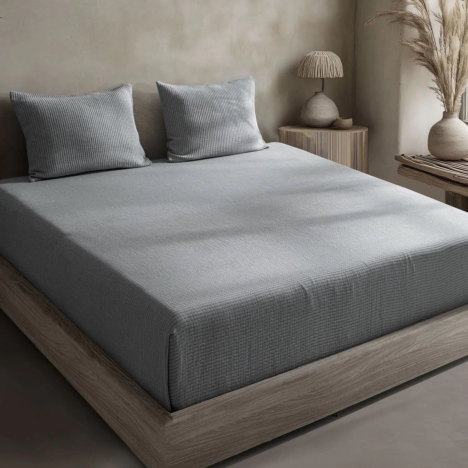 Linen Cotton Quilted Bed Spread Set – Lightweight All-Season Comfort