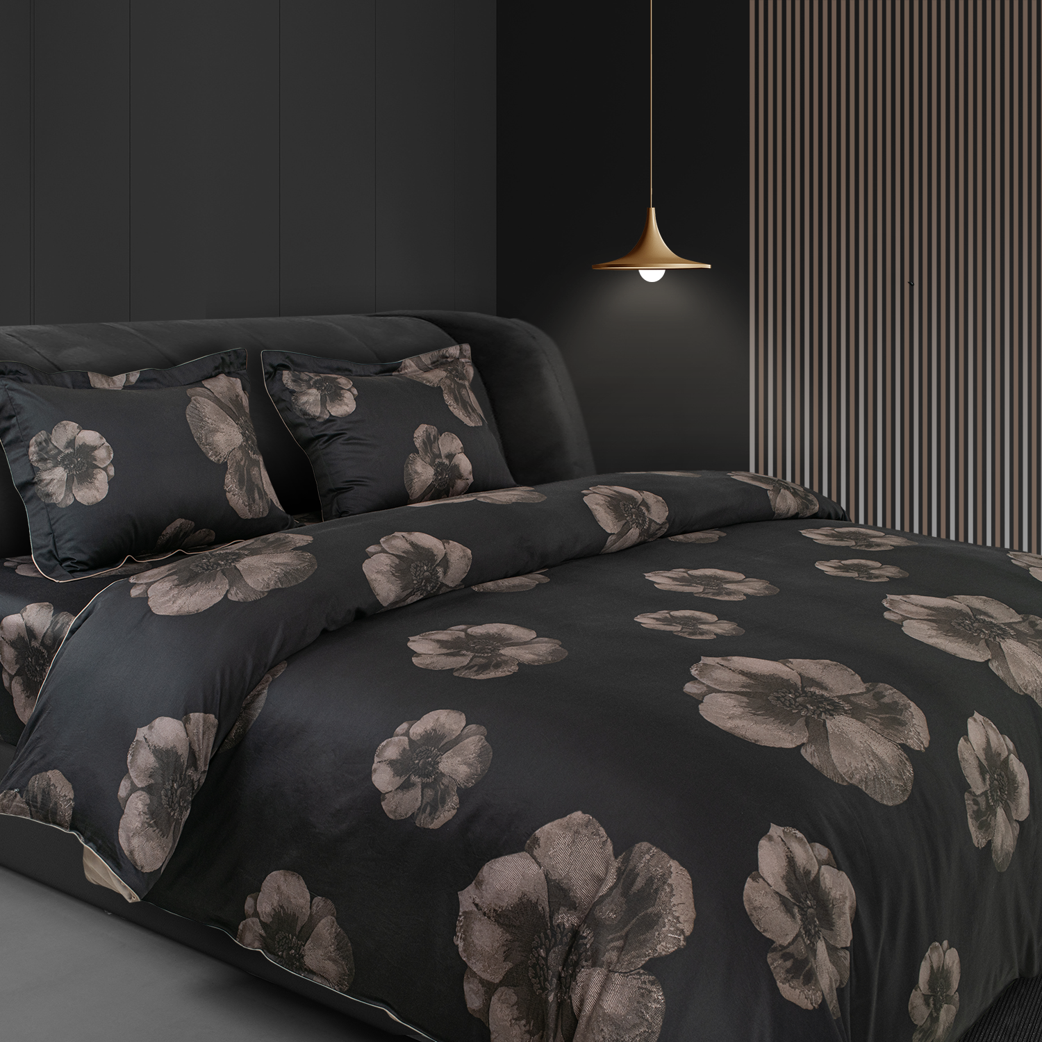 Global Black Cotton Prints Bedding Collection