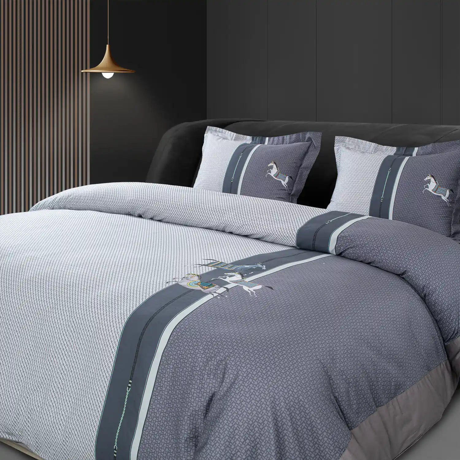 Global Black Cotton Prints Bedding Collection