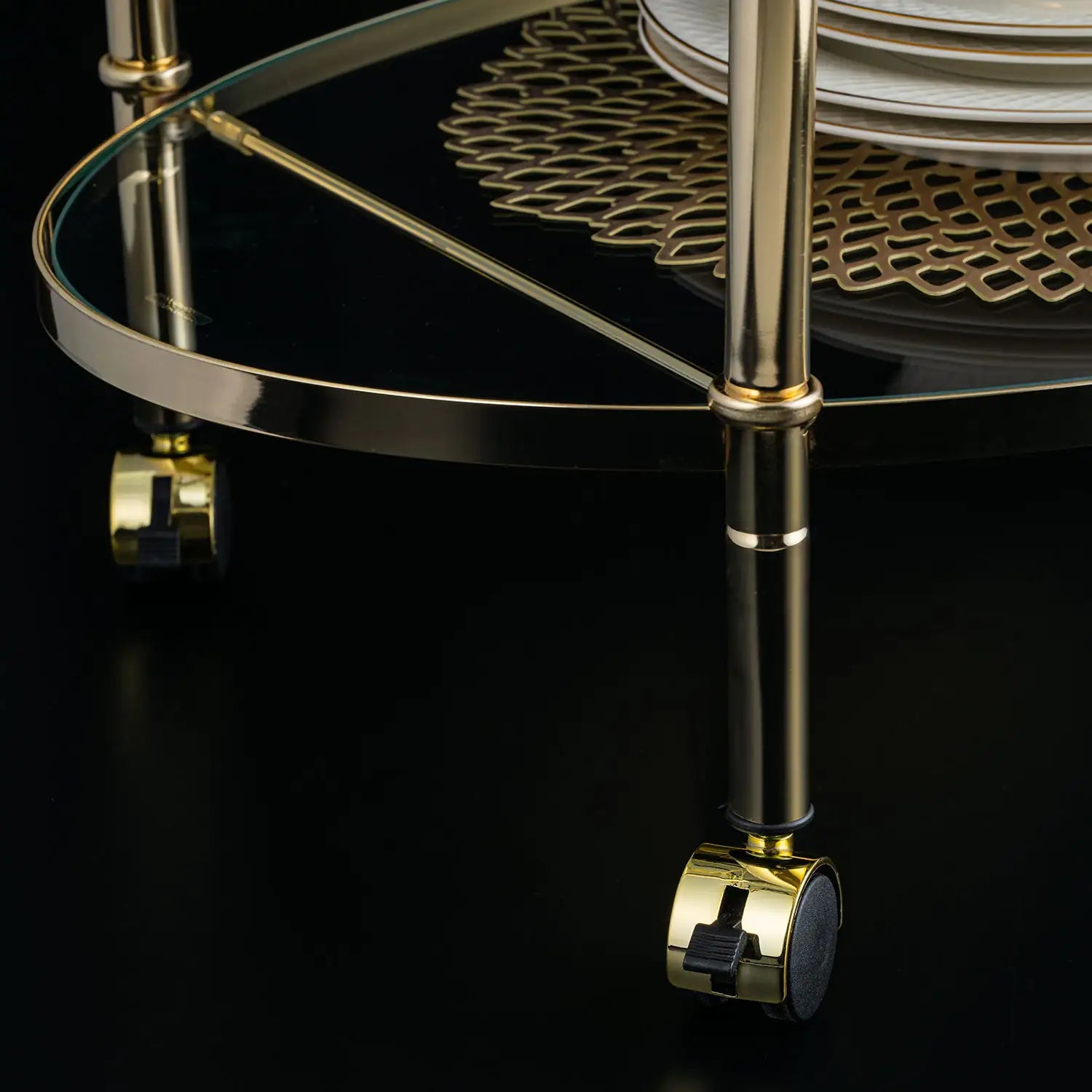 Clear Glass Cart With Gold Frame