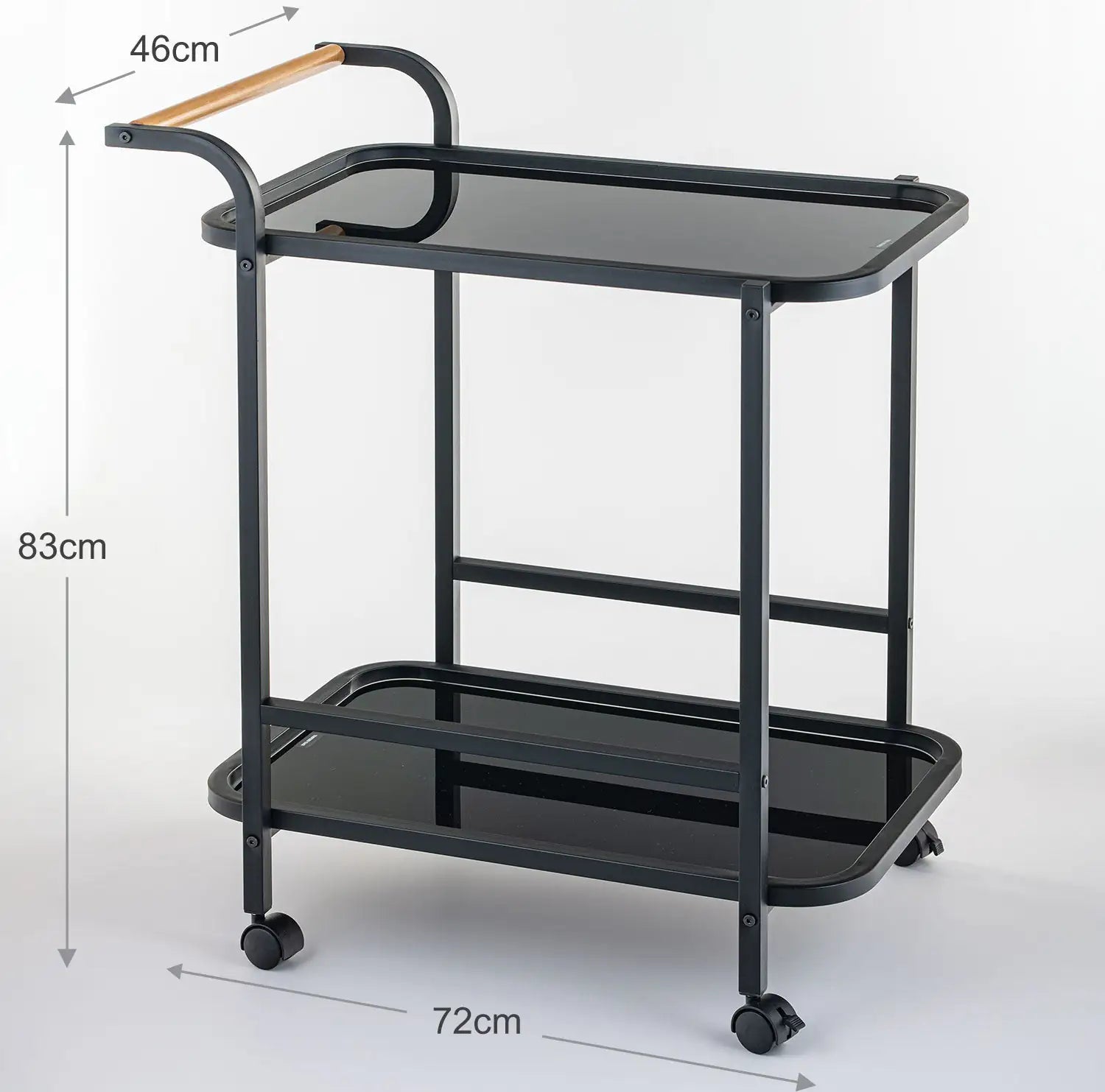 Elegant Glass Serving Cart With Black Metal Detailing