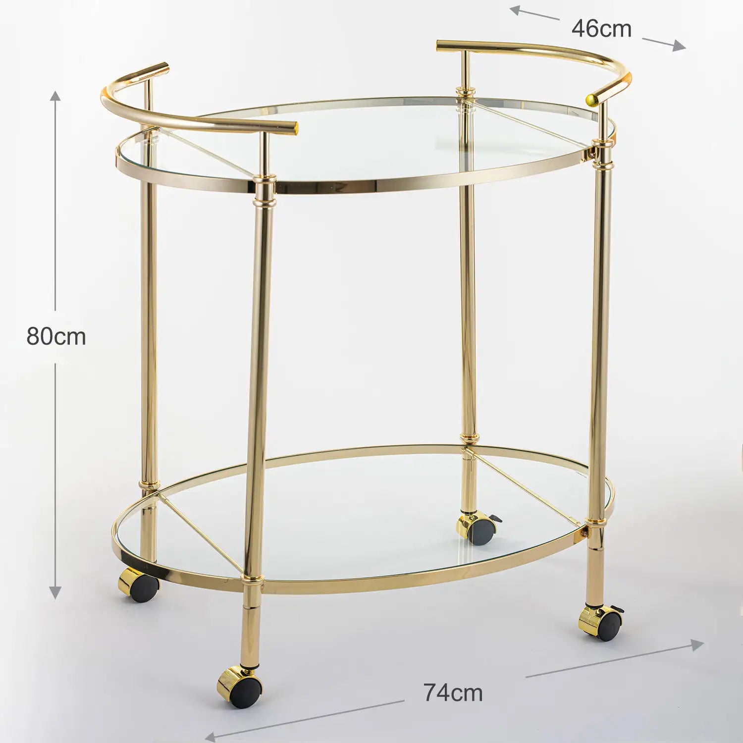 Clear Glass Cart With Gold Frame