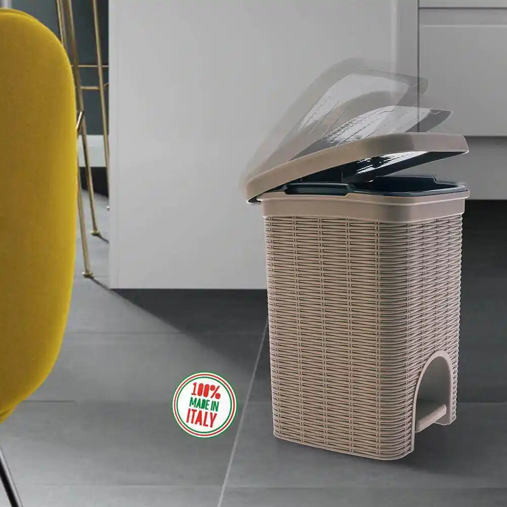Elegance - Brown 6 Litre Pedal Dustbin With Plastic Bucket Inside For Home, Kitchen, Office Use