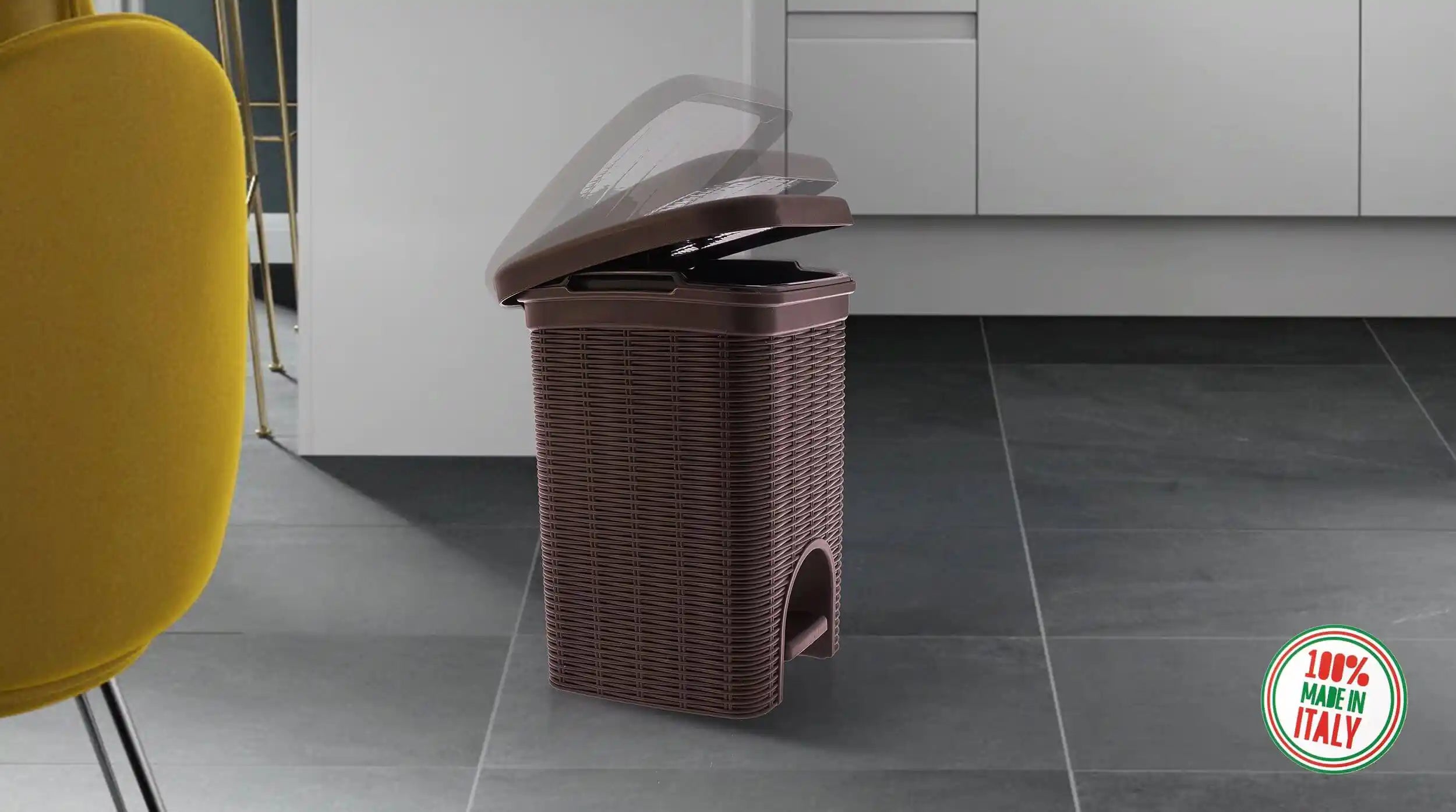 Elegance - Coffee 6 Litre Pedal Dustbin With Plastic Bucket Inside For Home, Kitchen, Office Use