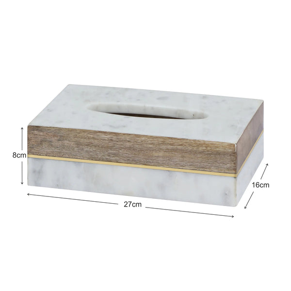 Real Italian Marble Casa Blanca - Tissue Box
