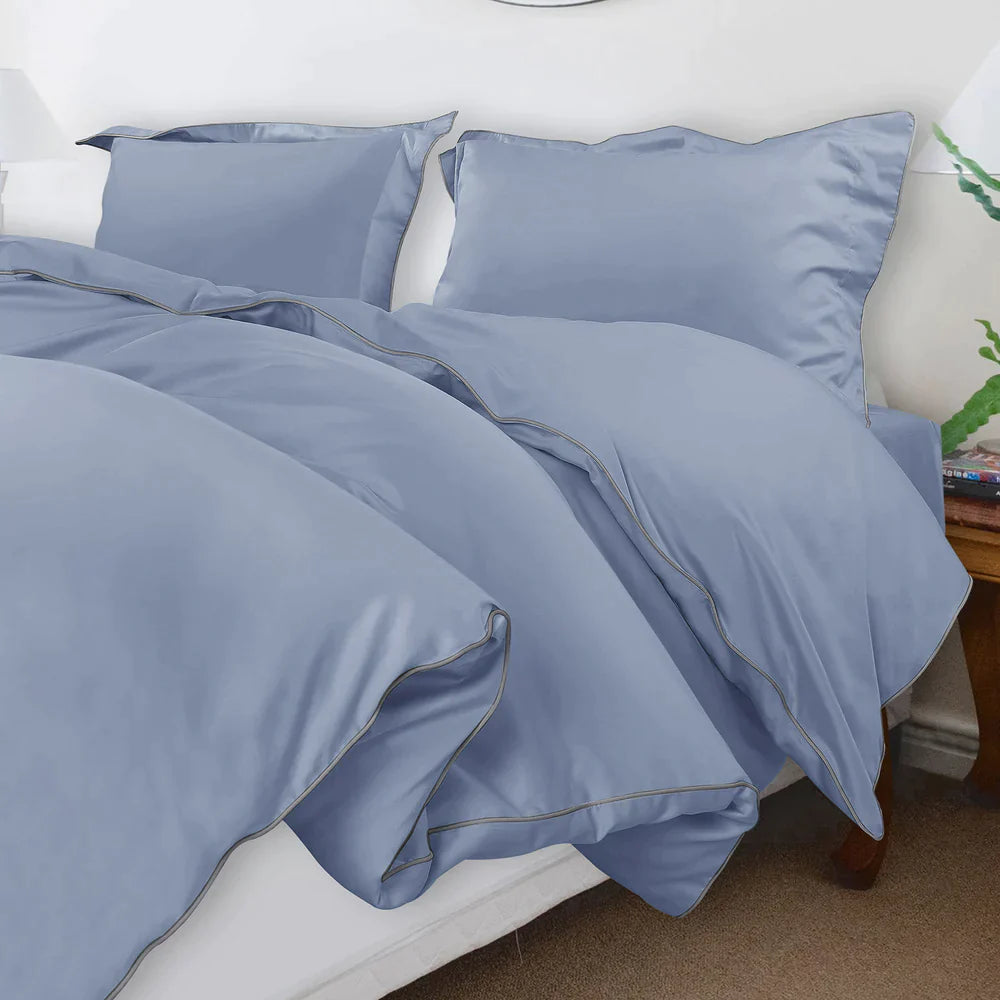 500 THREAD COUNT ITALIAN COTTON  DUSTY BLUE BEDSHEETS