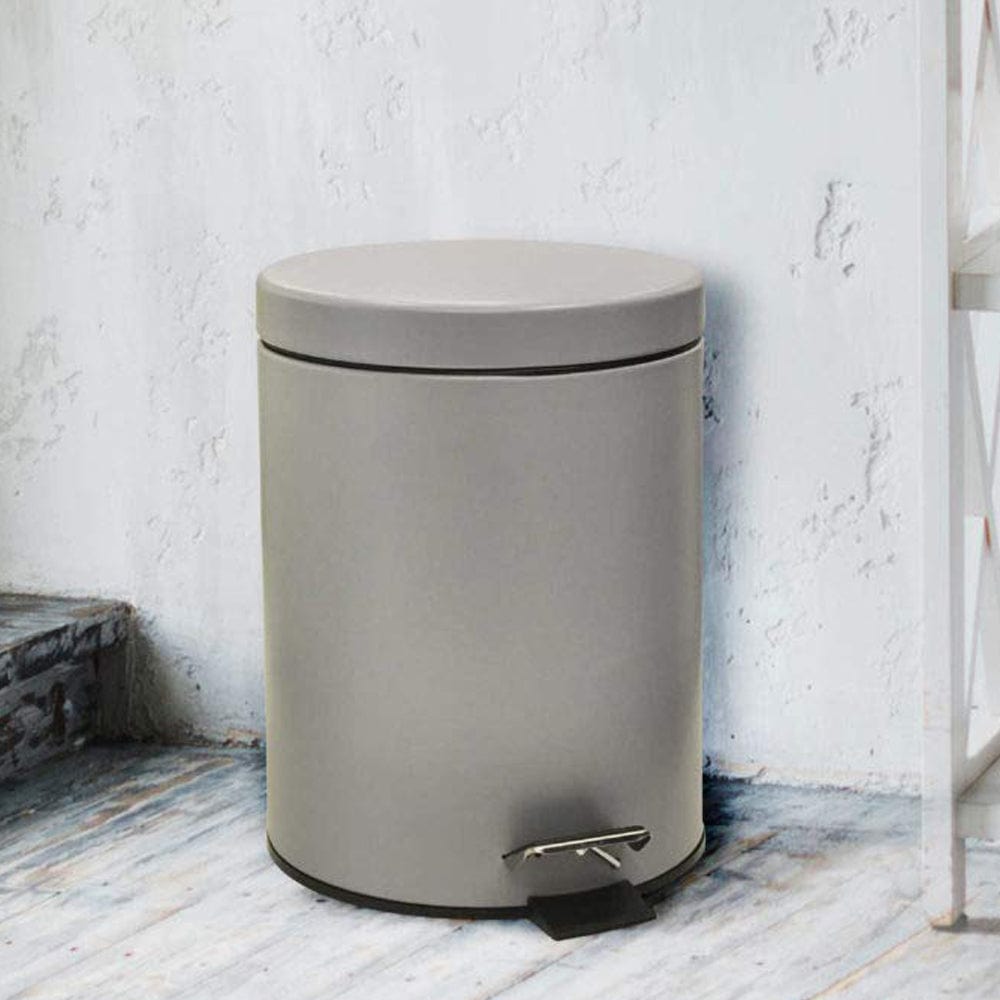 Stainless Steel 5 Litre - Grey Soft Close Pedal Dustbin Matte Finish with Plastic Bucket inside