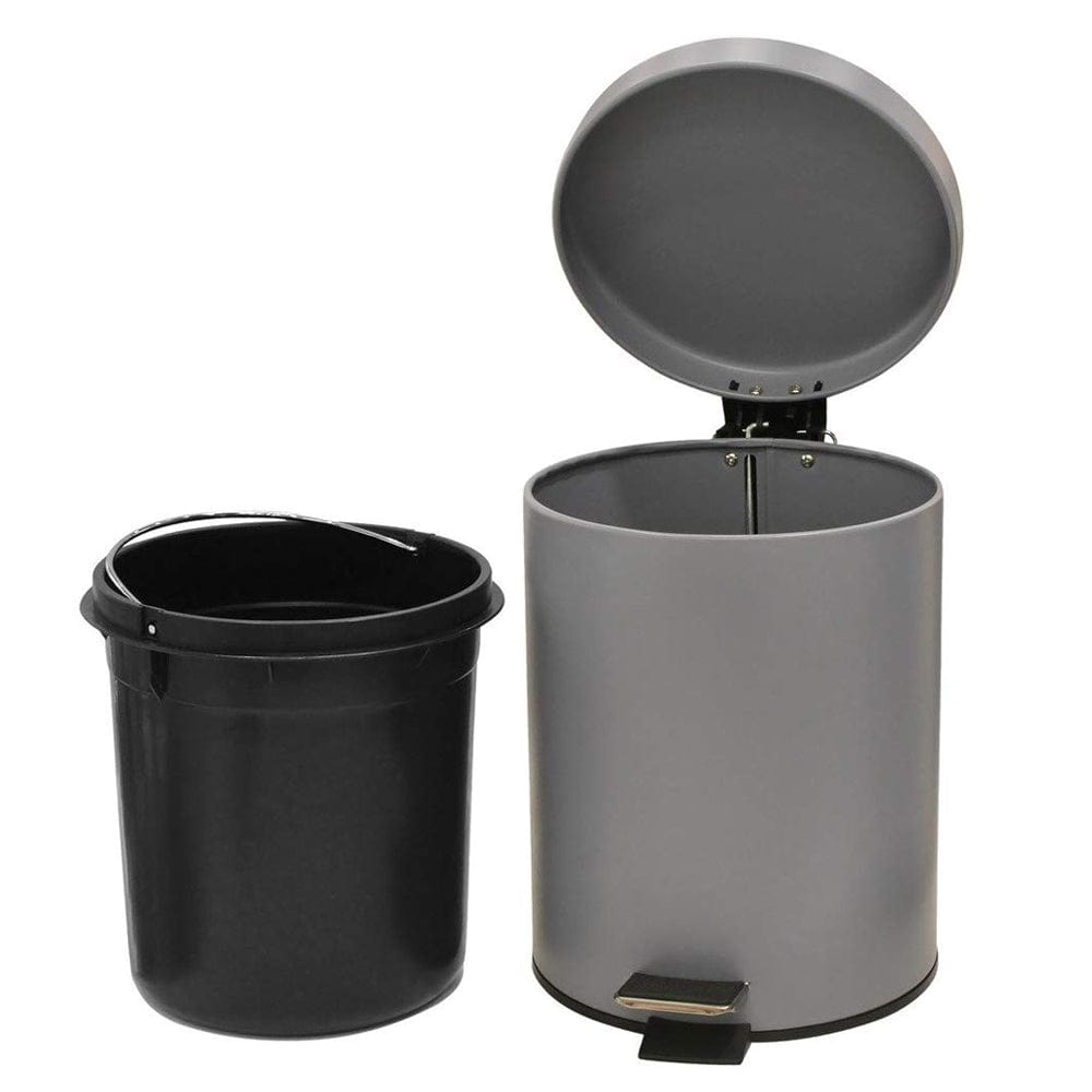 Stainless Steel 5 Litre - Grey Soft Close Pedal Dustbin Matte Finish with Plastic Bucket inside