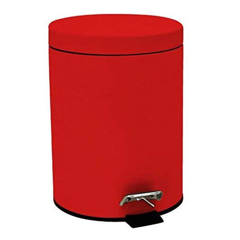 Stainless Steel 5 Litre - Red Soft Close Pedal Dustbin Matte Finish with Plastic Bucket inside