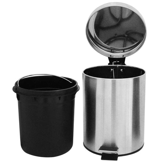 Stainless Steel 5 Litre - Silver Soft Close Pedal Dustbin Matte Finish with Plastic Bucket inside