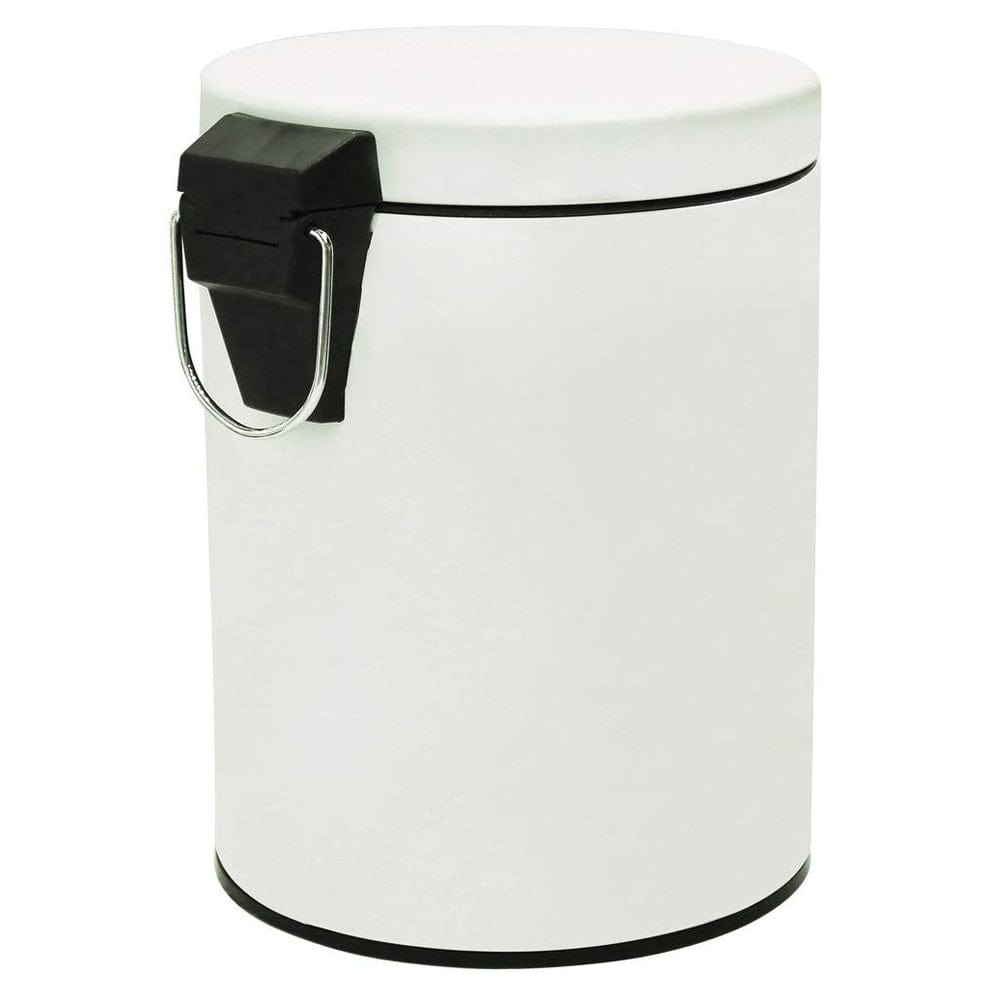 Stainless Steel 5 Litre - White Soft Close Pedal Dustbin Matte Finish with Plastic Bucket inside