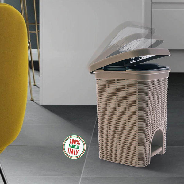 Elegance - Brown 6 Litre Pedal Dustbin With Plastic Bucket Inside For Home, Kitchen, Office Use