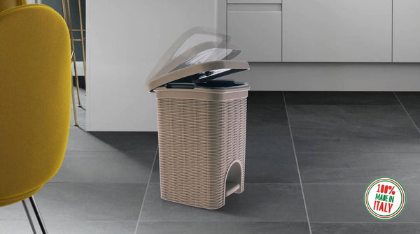 Elegance - Brown 6 Litre Pedal Dustbin With Plastic Bucket Inside For Home, Kitchen, Office Use