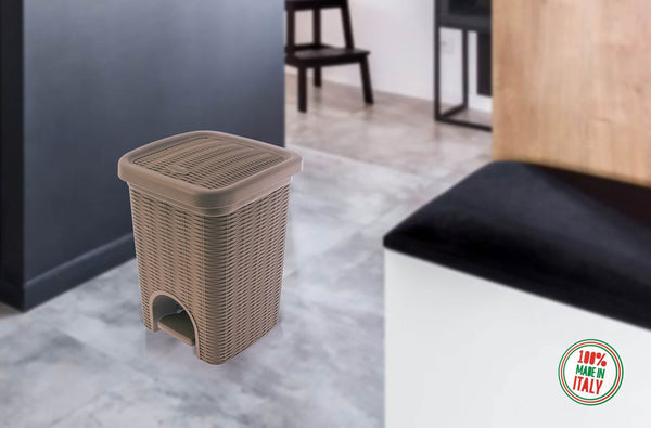 Elegance - Brown 6 Litre Pedal Dustbin With Plastic Bucket Inside For Home, Kitchen, Office Use