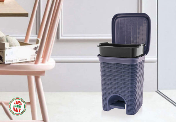 Elegance - Navy Blue 6 Litre Pedal Dustbin With Plastic Bucket Inside For Home, Kitchen, Office Use