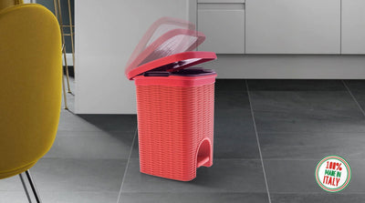 Elegance - Red 6 Litre Pedal Dustbin with Plastic Bucket Inside for Home, Kitchen, Office use