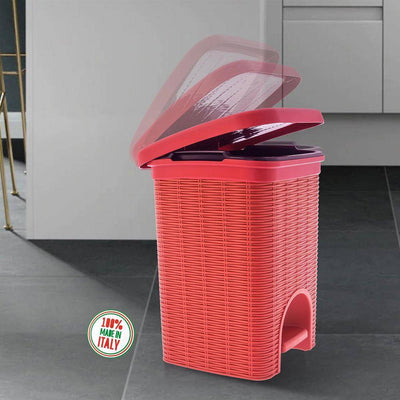 Elegance - Red 6 Litre Pedal Dustbin with Plastic Bucket Inside for Home, Kitchen, Office use